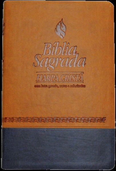 Bíblia Grande com Harpa Cristã Marrom / AzuL